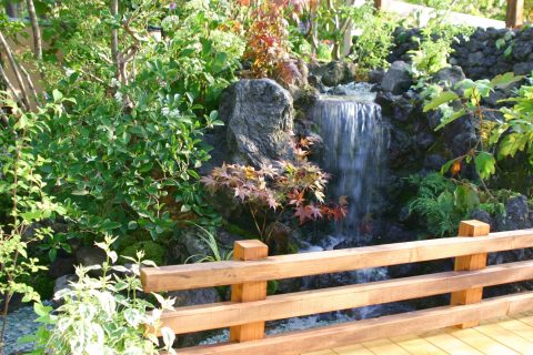 癒し、日本庭園、滝